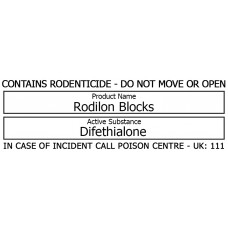 Bait Station Warning Label - Rodilon