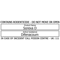 Bait Station Warning Label - Sorexa D