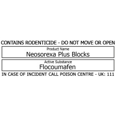 Bait Station Warning Label - Neosorexa Plus Blocks